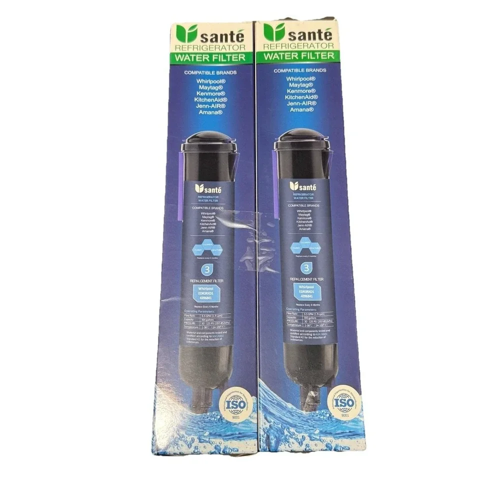 Santé Refrigerator Water Filter EDR3RXD1 4396841 Whirlpool Kenmore Maytag Set 2